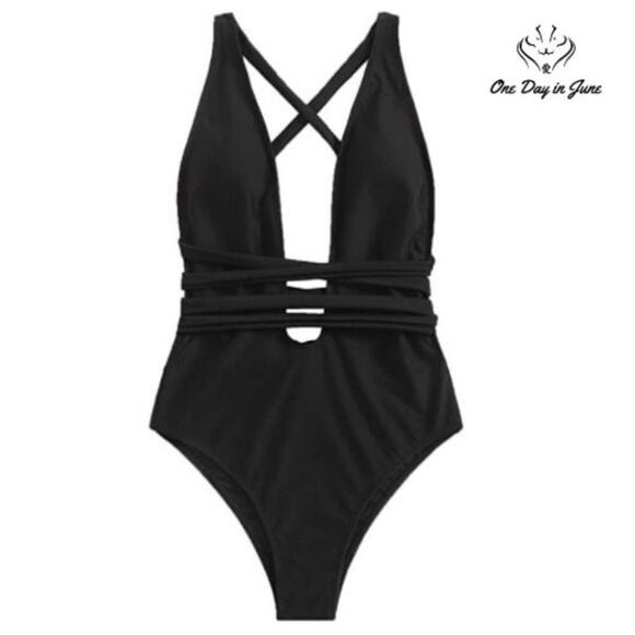 SweatyRocks Deep V Open Back One Piece Size S - Picture 1 of 2
